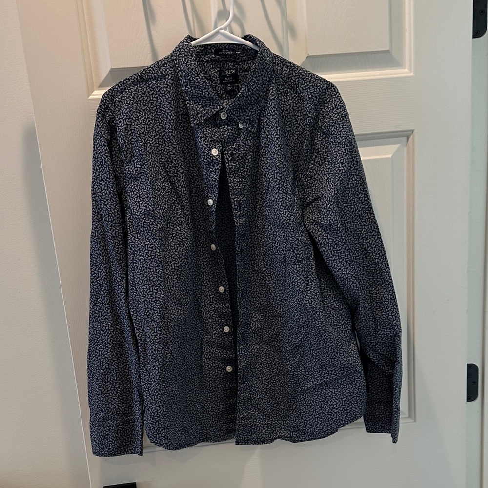J. Crew Navy Patterned Lightweight Jacket - image 1